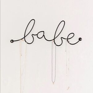 UO Black Wire Babe Cursive Writing Words Jewelry Wall Hook Decor
